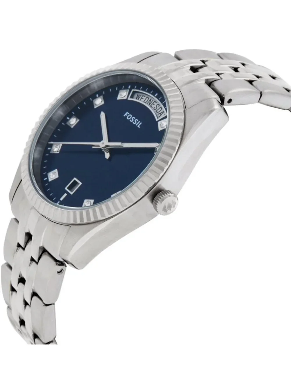 NWT Fossil Scarlette Day-Date Quartz Blue Dial Ladies Watch